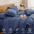 thumbnail image 4 of Cotton Duvet Cover Queen Size Pinstriped Comforter Cover with Button Washed Cotton Breathable Soft Solid Bedding Set Duvet Cover ×in & Pillowcases (NO Comforter), 4 of 9