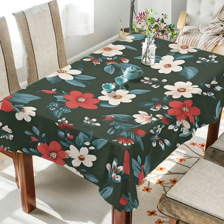 BZSMCE Square Tablecloth Red Flower Pattern Pattern Tableclothes
