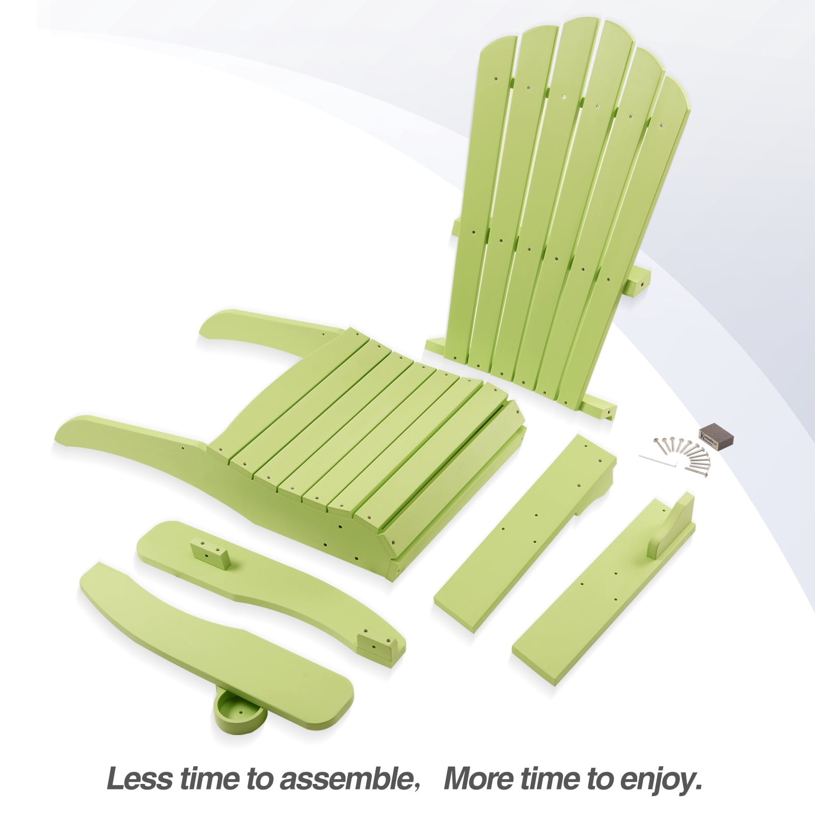 Adirondack Chair, Oversized Poly Lumber Fire Pit Chair with Cup Holder, 350Lbs Support Patio Chairs for Garden, Weather Resistant Outdoors Seating, Relaxing Gift for Father & Mother (Green)