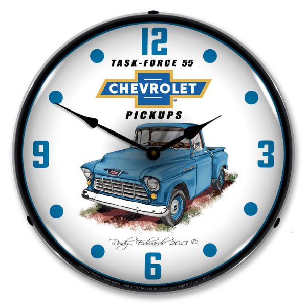 Collectable Sign and Clock 1955 Chevrolet Truck LED Lighted Premium Wall Clock