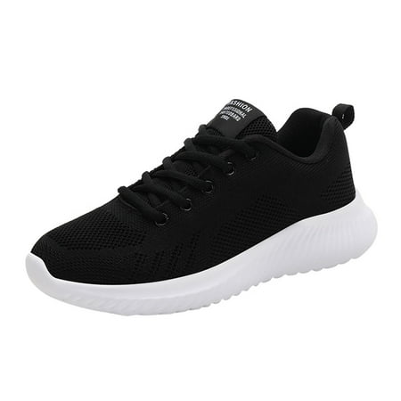 

TOYFUNNY Womens Breathable Sneakers Lace Up Non-Slip Ultra Light Soft Sole Sneakers Flyknit Mesh Sneakers