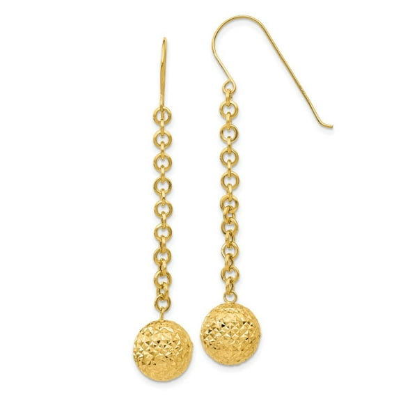 Primal Gold 14 Karat Yellow Gold Diamond-cut Hollow Bead Dangle Earrings