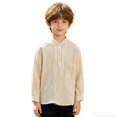 thumbnail image 2 of Fozruso Boys Striped Long Sleeve Shirt Soft Breathable Button Up Shirts for Toddler and Kids Daily Wear, 2 of 7