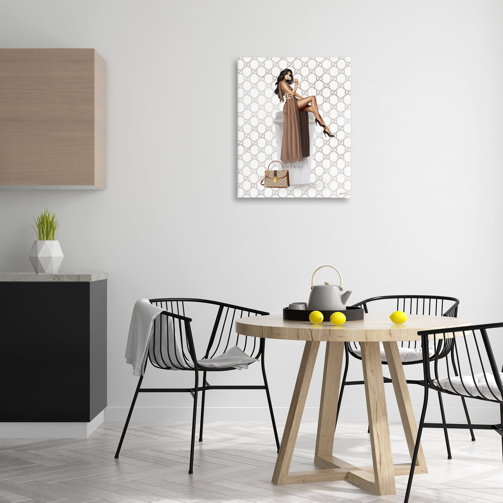 Stupell Industries Chic Woman & Coffee Beauty & Fashion Painting Gallery Wrapped Canvas Art Print Wall Art, 24 x 30