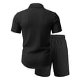 thumbnail image 5 of Eryao Mens 2 Piece Set Casual Outfits Button Down Short Sleeve Shirts and Drawstring Waist Shorts with Pockets Summer Breathable Loungewear,Black,L, 5 of 7