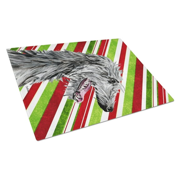 Carolines Treasures SC9813LCB Scottish Deerhound Candy Cane Christmas Glass Cutting Board Large, 12H x 16W, multicolor