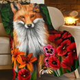 thumbnail image 2 of Fox Blanket Cute Fox Fleece Throw Blanket Super Soft Cozy Warm Fox Animal Flowers Plush Blanket Gifts for Girls Boys Kids Women 40"X50", 2 of 6