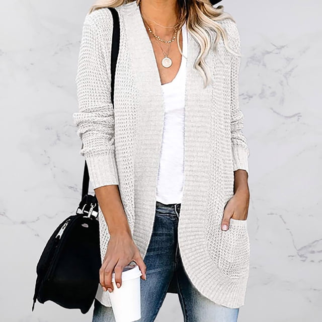 DPTALR Cardigan Long en Tricot avec Poches et Manches Longues pour Femmes