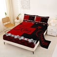 thumbnail image 2 of Erosebridal Queen And King Full Size Sheets,Vintage Damask Print Bed Sheets For Men Omen,Red Black 4 Pieces, 2 of 6