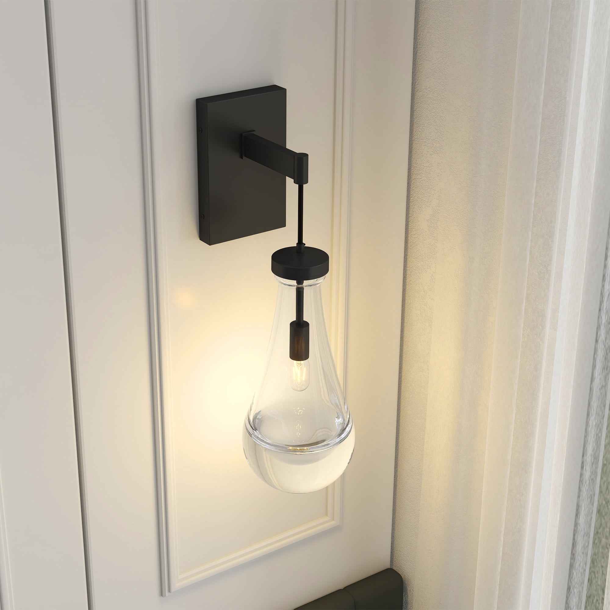 Black Modern Wall Sconces with Clear Glass, Wall Mounted Light Fixture for Living Room, Hallway, Reception Desk, Bathroom - Walmart