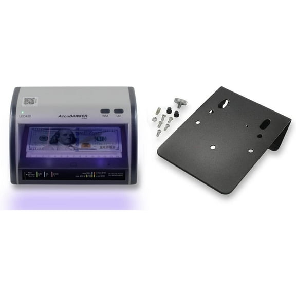 AccuBANKER LED420 3-point Cash   Card Counterfeit Detector Money Checker with Superbright LEDs Ultraviolet & Size Detection. UL listed (with AccuSTAND)