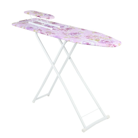 Aqzb Full-Size Ironing Board - 4 Leg Fold-Up, Height Adjustable, Heat-Resistant Cover - 42" Foldable Ironing Board for Home Use
