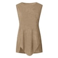 thumbnail image 3 of QUINDOS Womens Tops Summer Ribbed Khaki Fashion Casual Solid Vest Round-Neck Loose Sleeveless T-shirt Pullover Tops Womens Tank Tops, 3 of 7