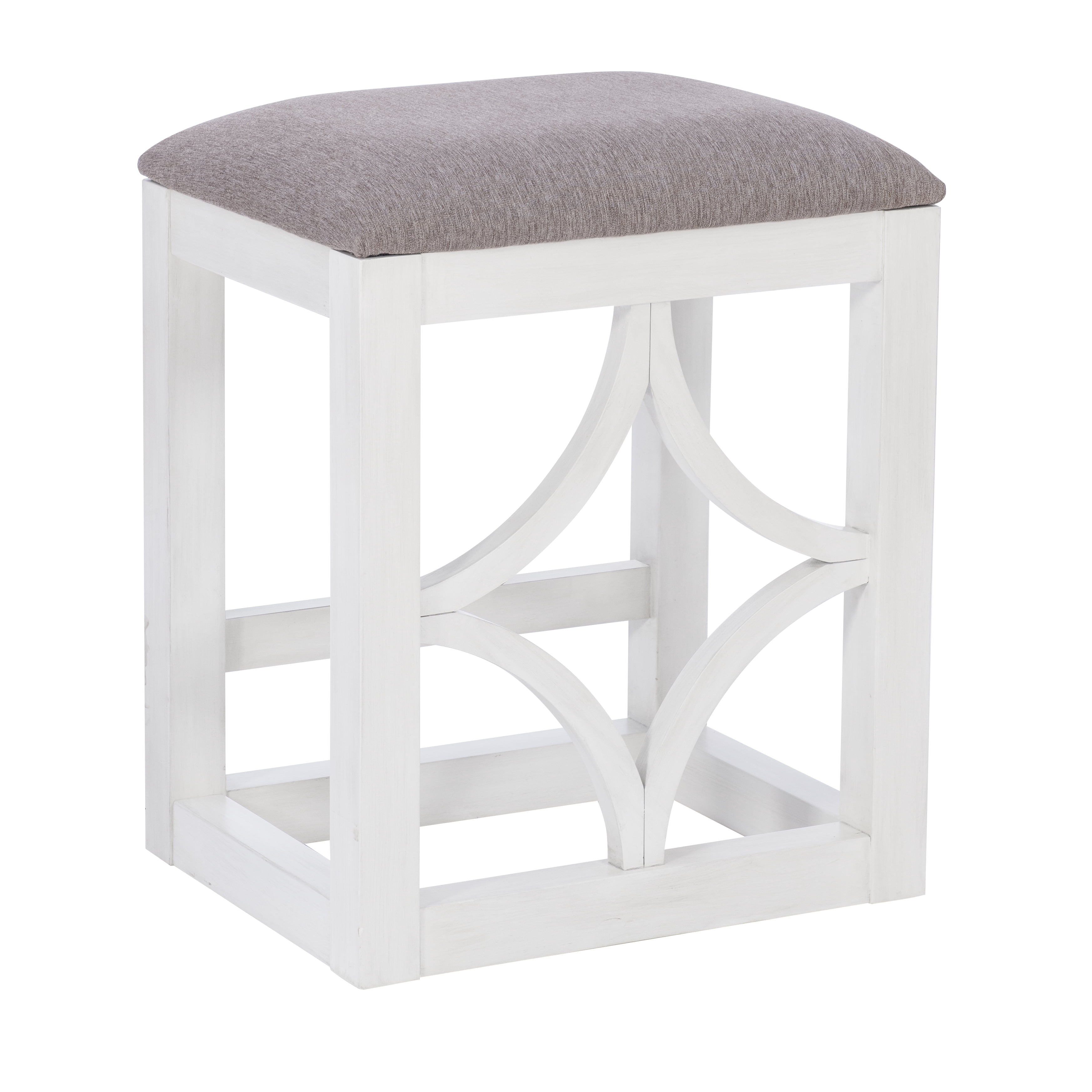 Powell Malfoy 5-Piece Nesting Console Table Set with 3 Stools, Antique White