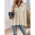 thumbnail image 6 of Women'S Button Down Peplum Blouse Long Sleeve Collared Loose Fit Shirts Textured Top White XXL, 6 of 9
