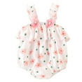 thumbnail image 1 of Girl Summer 3d Floral Sling Ruffle Romper Floral Print Triangle Crawling Clothes, 1 of 8
