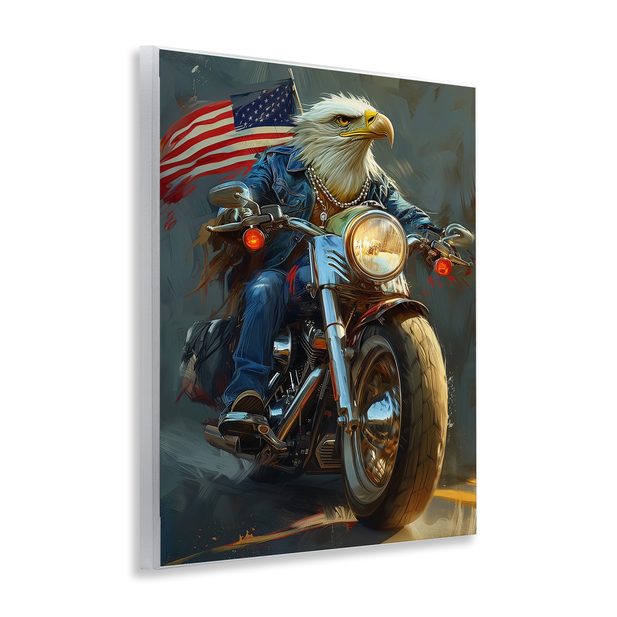 Stupell Industries Patriotic Eagle Motorcycle Transportation Painting Unframed Art Print Wall Art, 11 x 14