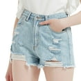 thumbnail image 4 of Sngxgn Women's High Waisted Ripped Stretchy Denim Short Summer Jean Shorts(Light Blue,XXS), 4 of 9