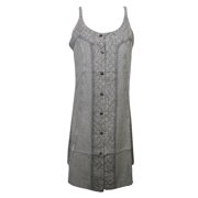 Mogul Womens Stonewashed Shift Dress Grey Embroidered Sleeveless Tie Back Cover Up Dresses Rayon Hippie Party Holiday Sundress