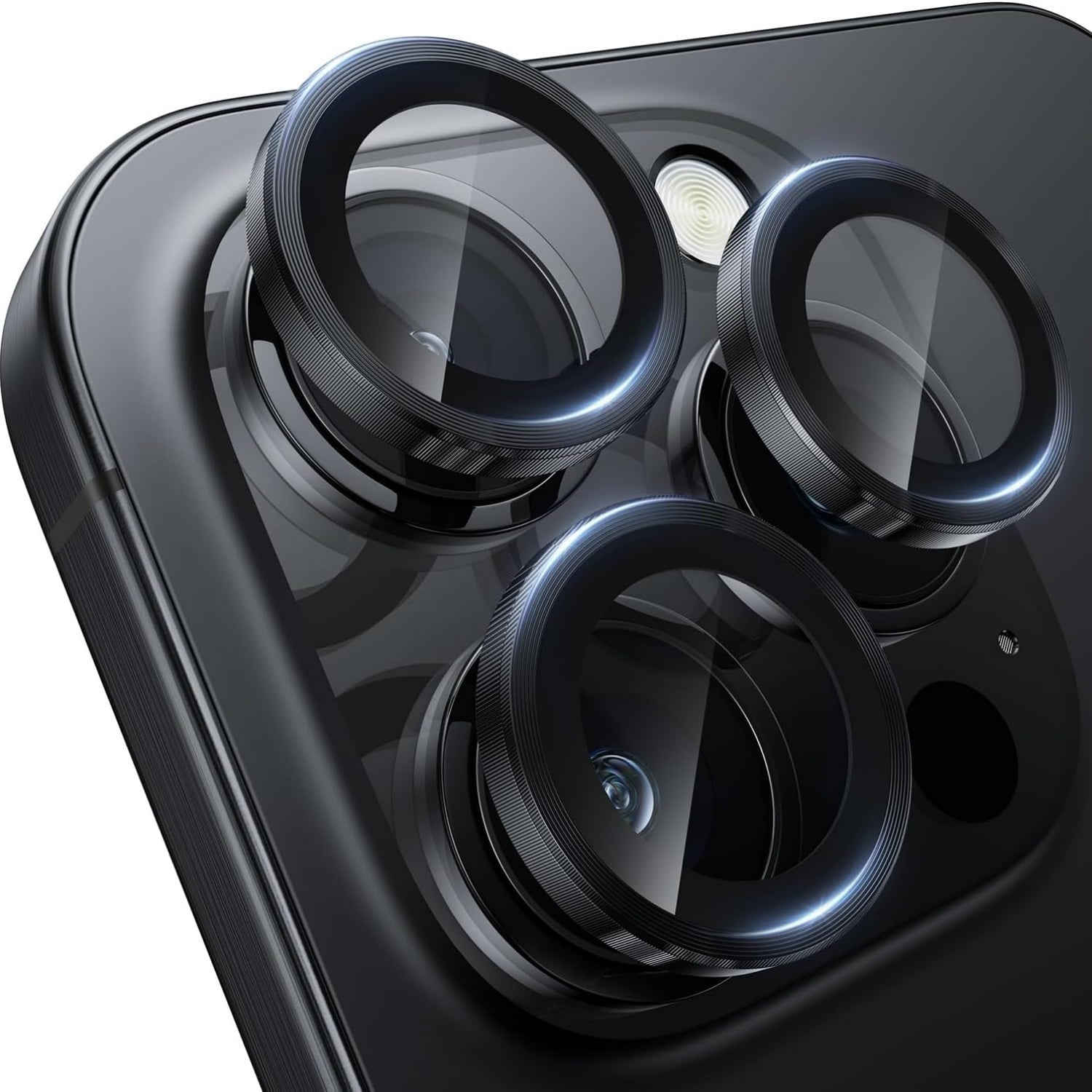 Pozyie Camera Lens Protector for iPhone 16 Pro, Independent Metal Ring HD Tempered Glass Camera Screen Protector, for with iPhone 16 Pro, Black
