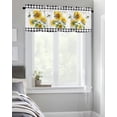 thumbnail image 4 of Kitchen Cafe Valance Curtain for Small Windows,Rustic Farm Sunflowers Rod Pocket Short Valances Black White Buffalo Checker Window Treatment Panel for Living Room/Bedroom/Bathroom,54x18in, 4 of 9