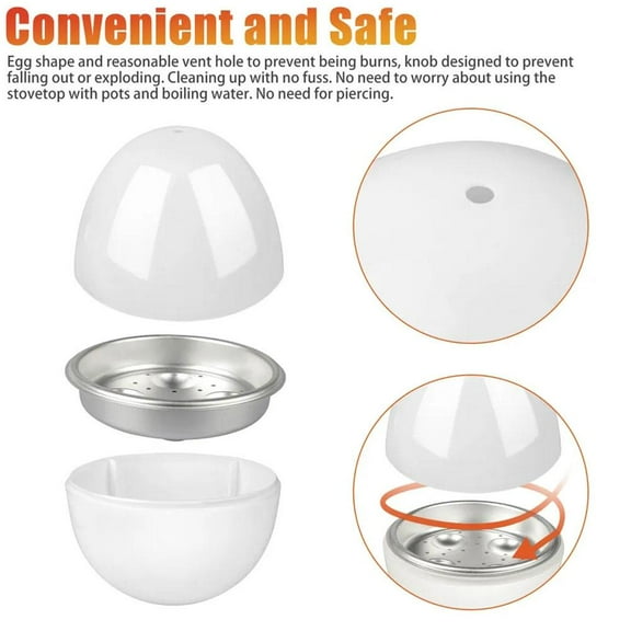 QHUDLV Microwave Egg Boiler, Boiled Egg Poachers with Lid, Rapid Egg Cooker Microwave Boiled Egg Maker, White Eggs Detaches Shell Steamer Kitchen Cook Tool