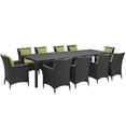 thumbnail image 2 of Modway Convene 11-Piece Aluminum and Rattan Patio Dining Set in Espresso/Peridot, 2 of 7