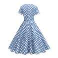 thumbnail image 4 of Women's 1950s Retro Style Dresses Vintage Short Sleeve Tie Neck Swing Dress Midi Prom Dress with Belt, Guest Dresses for Women(Light Blue,L), 4 of 4