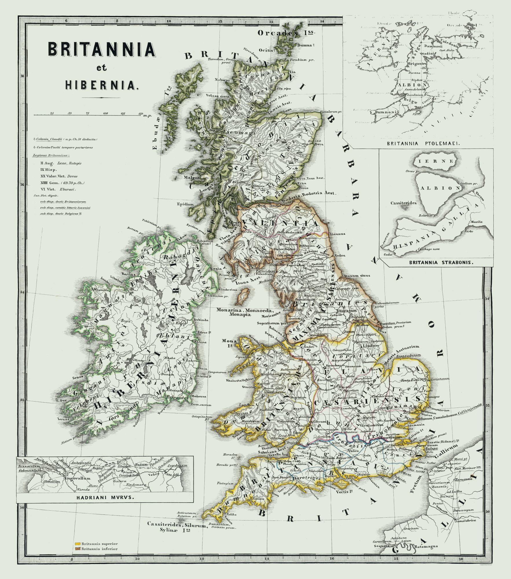 International Map Britannia Hibernia Spruner 1865 23 x 26.06