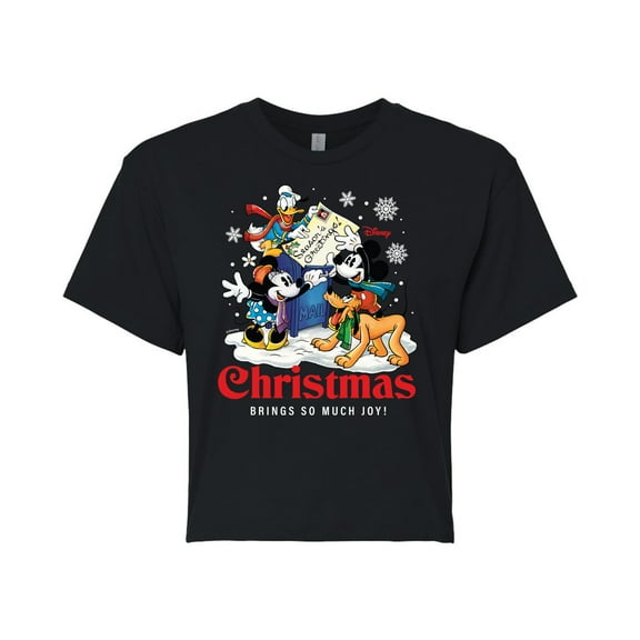 Disney - Christmas Brings So Much Joy - Juniors Cropped Cotton Blend T-Shirt
