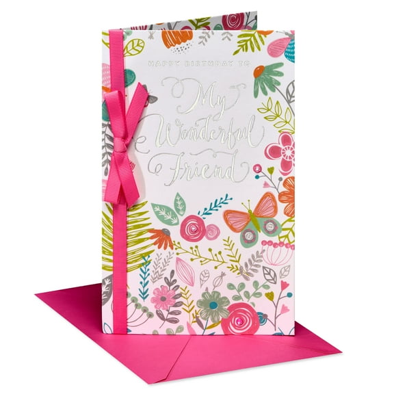 American Greetings Birthday Card for Friend (Bright Floral and Butterflies)