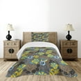 thumbnail image 4 of Ambesonne Abstract Quilted Bedspread Set 2 Pcs, Flowers Circled Detail, Twin Size, Multicolor, 4 of 5