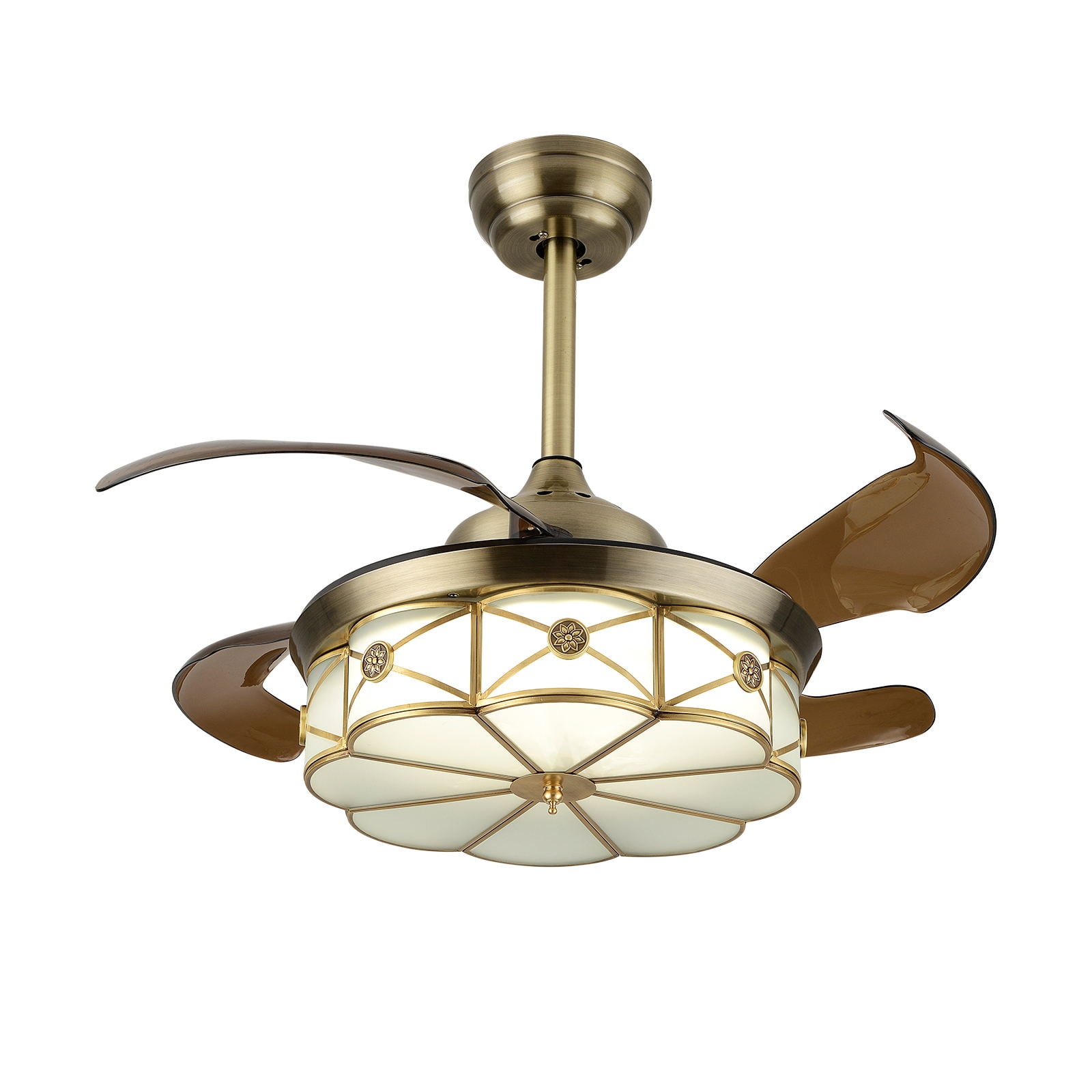Modern 36" Retractable Ceiling Fan Light Lamp LED Chandelier Fixture+Remote 