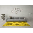 thumbnail image 3 of Ahgly Company Machine Washable Indoor Round Abstract Yellow Contemporary Area Rugs, 3' Round, 3 of 4