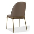 thumbnail image 3 of 20 Inch Set of 2 Dining Chairs, Brass Tubular Frame, Taupe Faux Leather, 3 of 4
