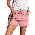 thumbnail image 3 of Women'S High Waist Tie Front Loose Wide Leg Shorts with Pockets Casual Summer Pink XXL, 3 of 8