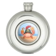 thumbnail image 1 of Pirate Crab on the Beach with Hook and Coin Round Stainless Steel 5oz Hip Drink Flask, 1 of 3