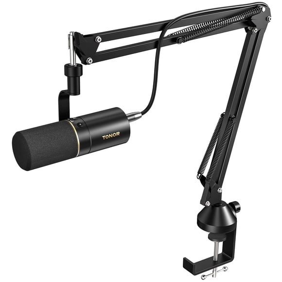 TONOR Dynamic Microphone, USB/XLR PC Microfono with Boom Arm Stand for Podcast, Recording, Live Streaming & Gaming, XLR Cardioid