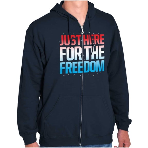 Patriotic Just Here For The Freedom Zip Up Hoodie Men's Women's Brisco Brands S