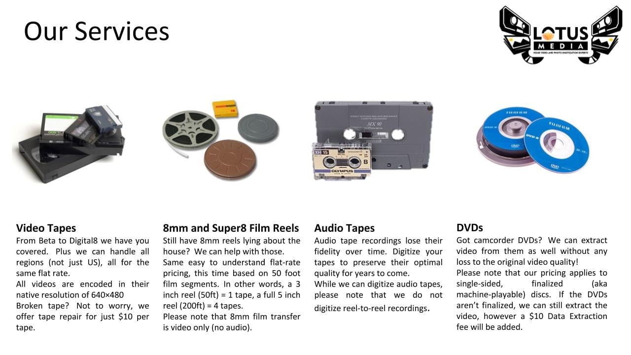 Audio Tape, DAT, and Reel-to-Reel, Digitization and Transfer Service to  Digital MP3 and CD by Lotus Media 