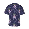 thumbnail image 3 of Balery Lavender Flowers Print Men's Hawaiian Shirts Short Sleeve Beach Shirt Relaxed Fit Vacation Button Down Shirts-Small, 3 of 9