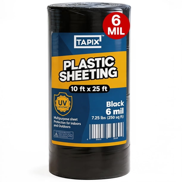 Lámina plástica Tapix 3 x 7,5 m negra de 6 mil con protección UV