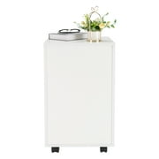 Ktaxon 3-Drawer Rolling Wood File Cabinet with Lock, Portable Vertical Mobile Wooden Storage Filing Cabinet for Home Office,White