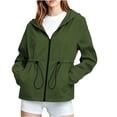 thumbnail image 5 of Husipze Women Waterproof Lightweight Windbreaker Rain Jacket Active Outdoor Hooded Raincoat Full Zip Loose Fit Casual Jackets Army Green XL, 5 of 5