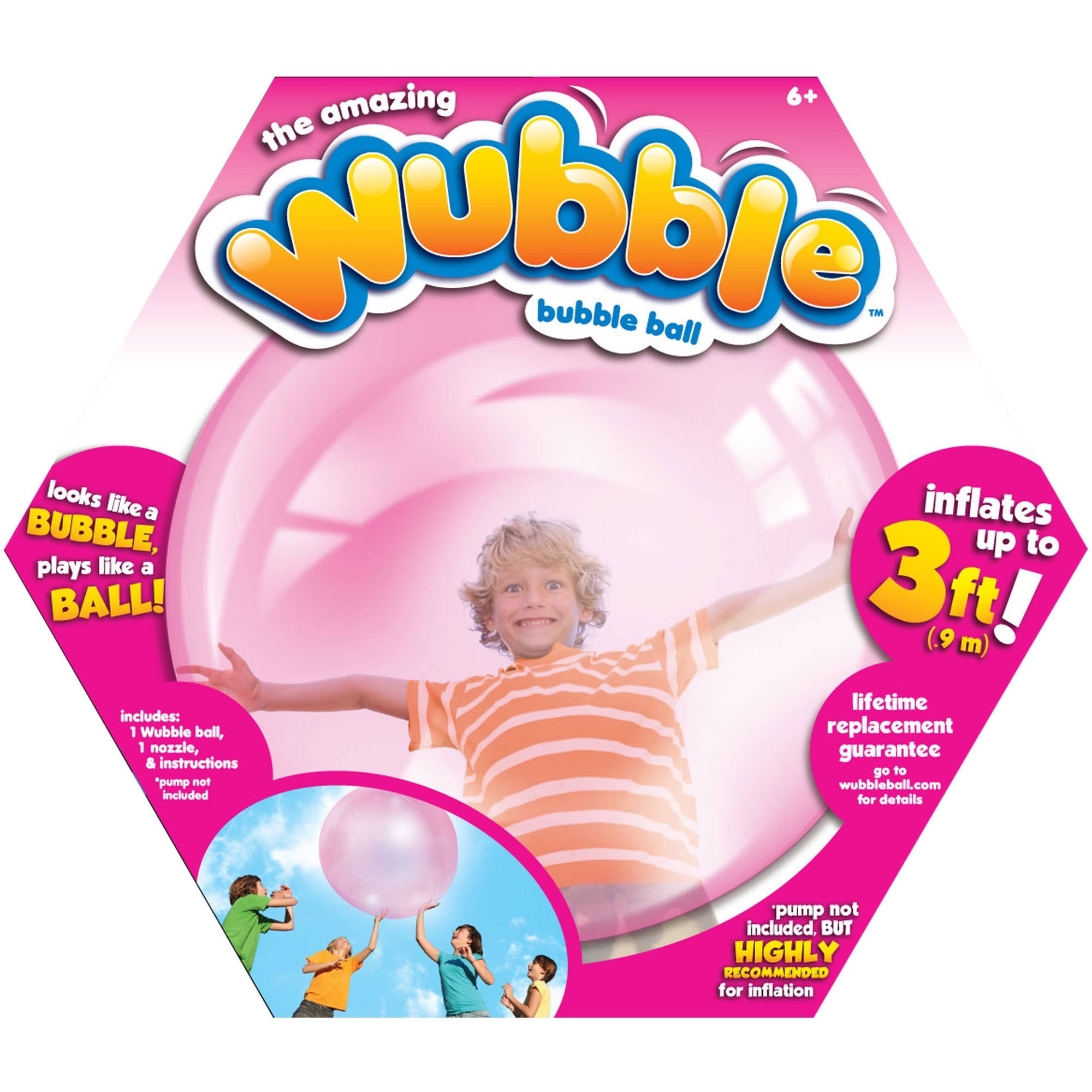Super Wubble Bubble Ball Nozzle And Patch Kit And Deflates Pink Colour 