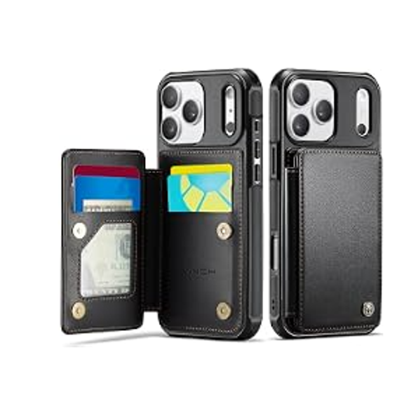 For iPhone 18 Pro Max Wallet Case with Card Holder, RFID Blocking Leather Flip Case, Magnetic Clasp, Built-in Kickstand, Shockproof Protective Cover