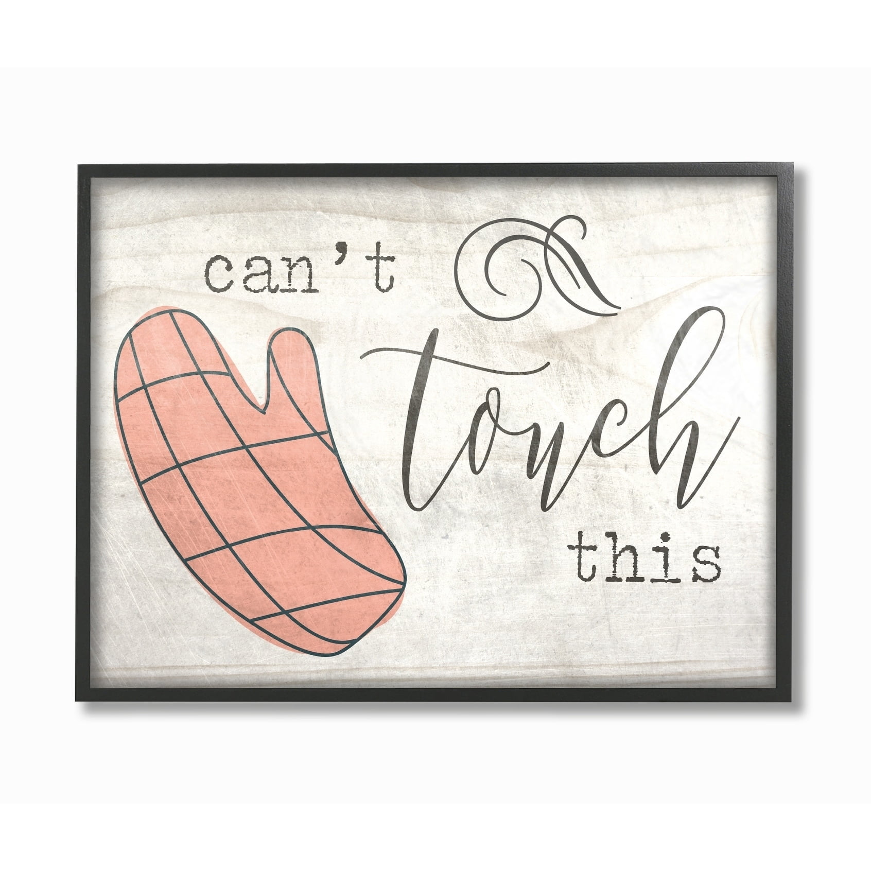 Stupell Industries Can't Touch This Oven Mitts Novelty Painting Black Framed Art Print Wall Art, 11 x 14