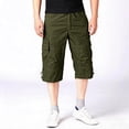 thumbnail image 2 of Men's Cargo Shorts 3/4 Relaxed Fit Casual Work Shorts Cotton Elastic Waist Outdoor Hiking Shorts with Multi Pockets Army Green L, 2 of 6