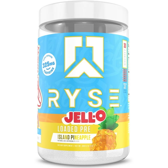 RYSE Loaded Daily Pre Workout Powder - Jell-O Island Pineapple - 30 Servings
