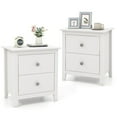 thumbnail image 1 of Gymax 2 Pcs Table de Nuit Moderne avec Rangement 2 Tiroirs et Pieds de Soutien pour Chambre Blanc, 1 of 9